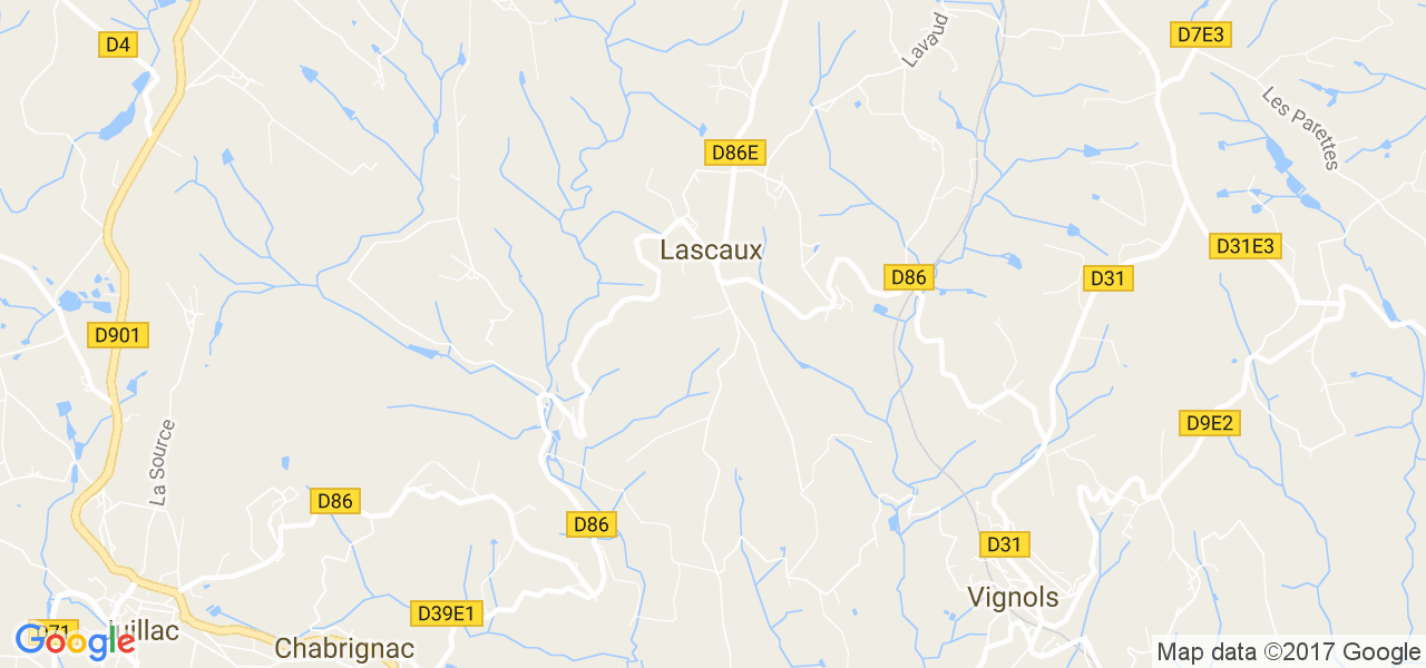 map de la ville de Lascaux