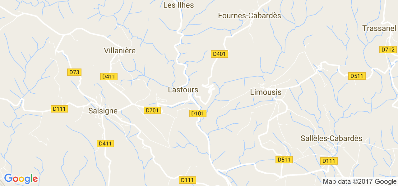 map de la ville de Lastours