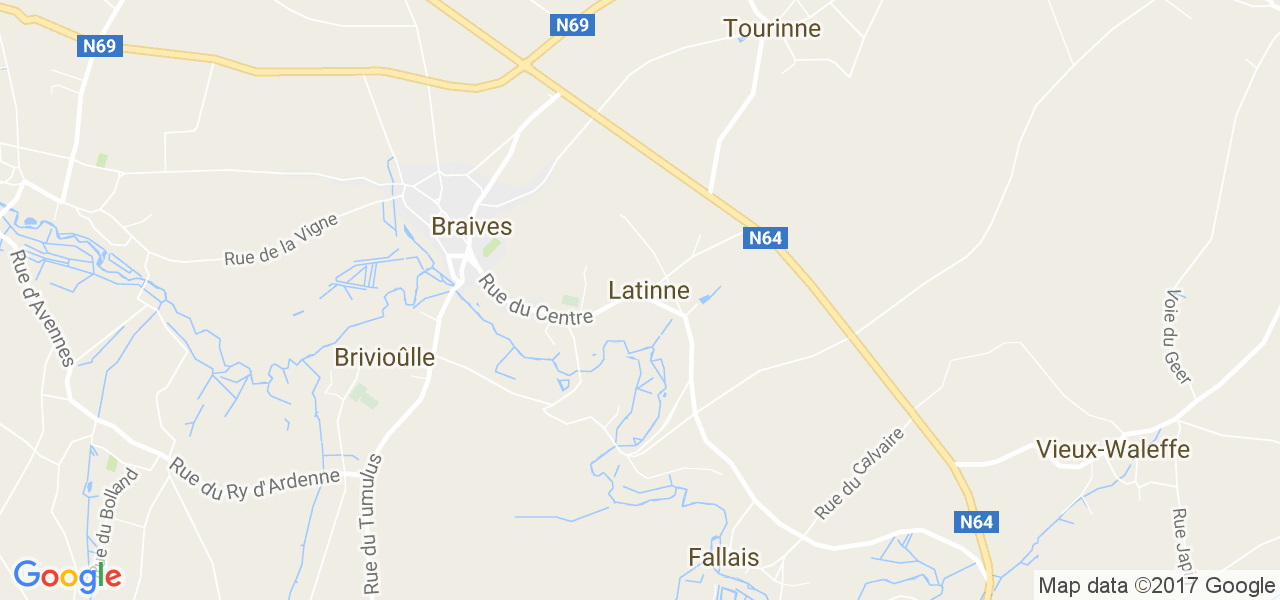 map de la ville de Latinne