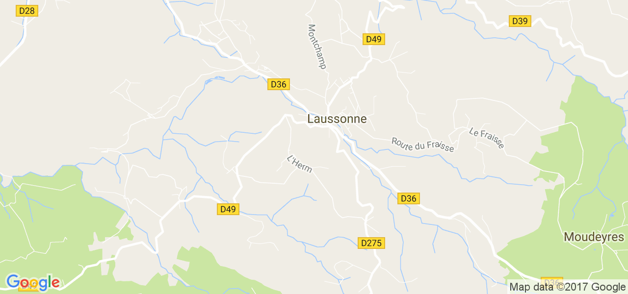 map de la ville de Laussonne