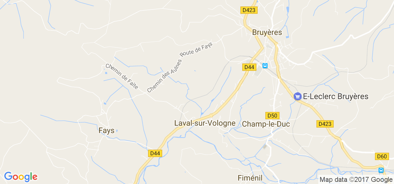 map de la ville de Laval-sur-Vologne