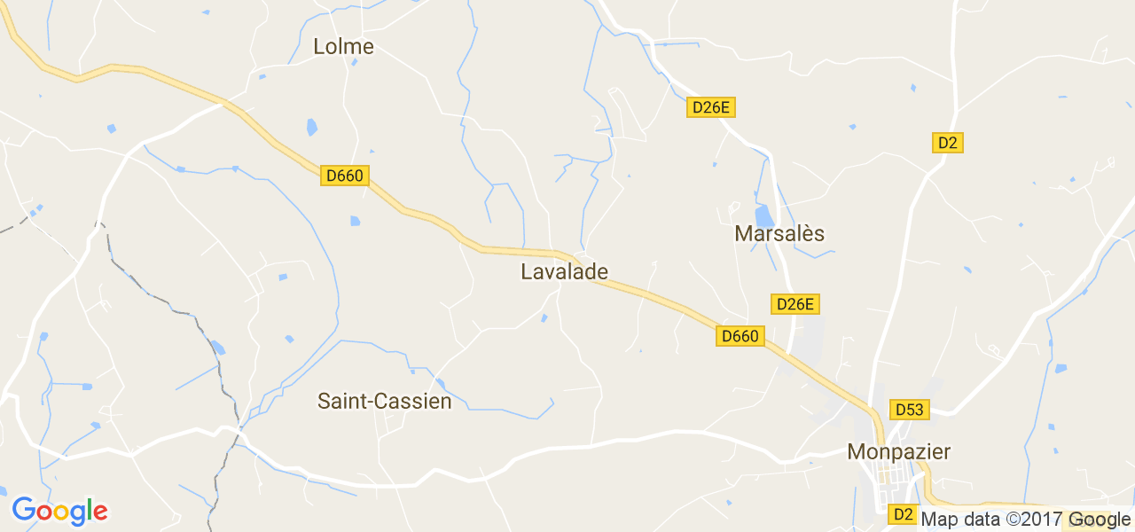 map de la ville de Lavalade