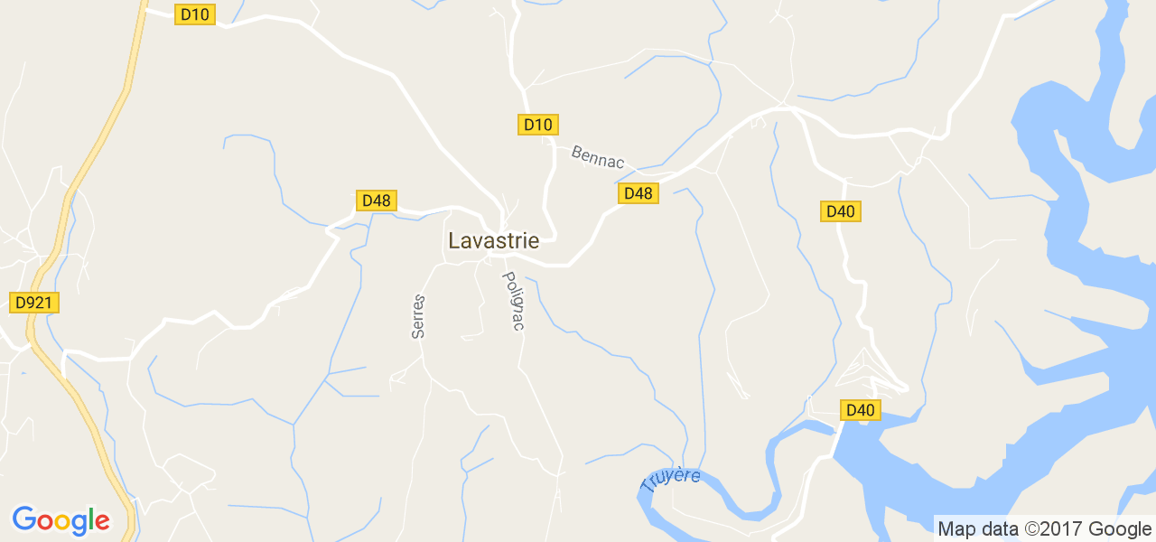 map de la ville de Lavastrie