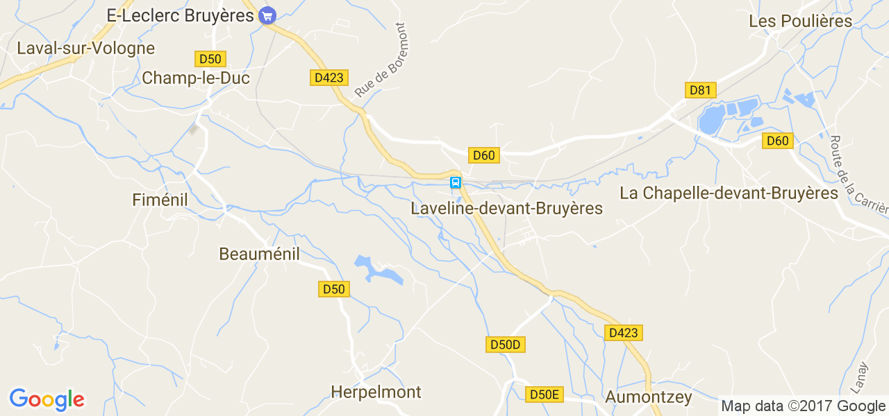 map de la ville de Laveline-devant-Bruyères