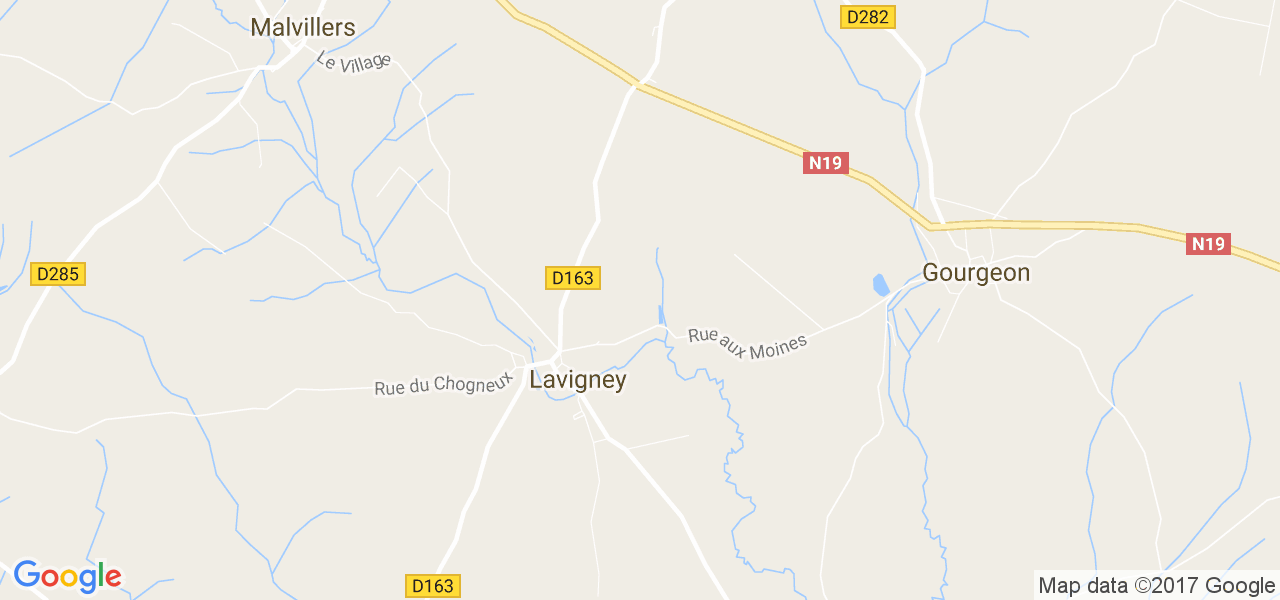 map de la ville de Lavigney