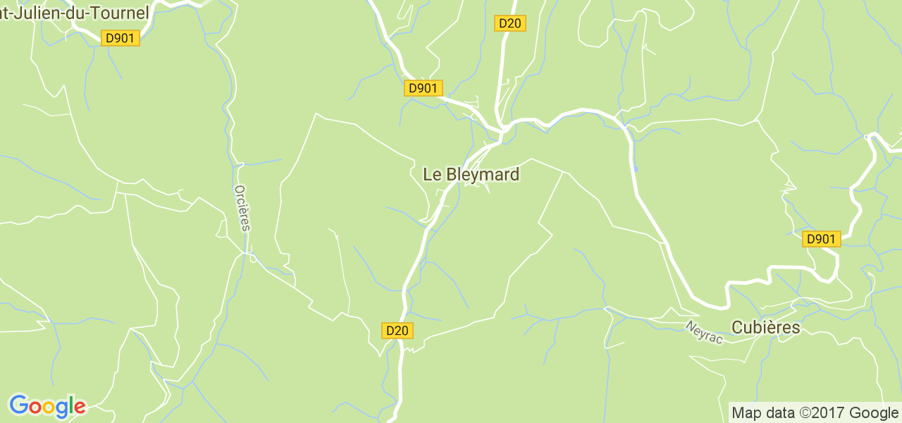 map de la ville de Le Bleymard