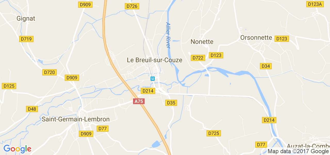 map de la ville de Le Breuil-sur-Couze