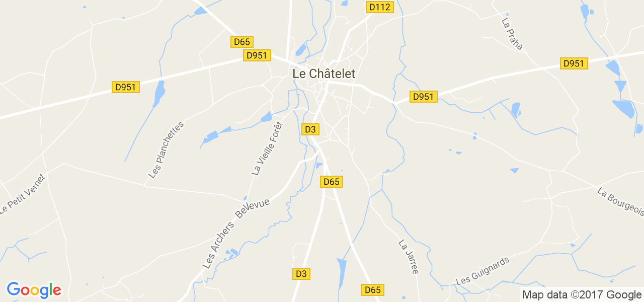 map de la ville de Le Châtelet