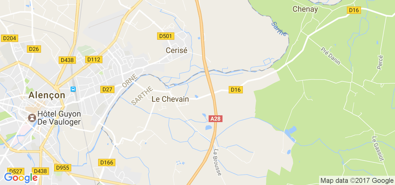 map de la ville de Le Chevain