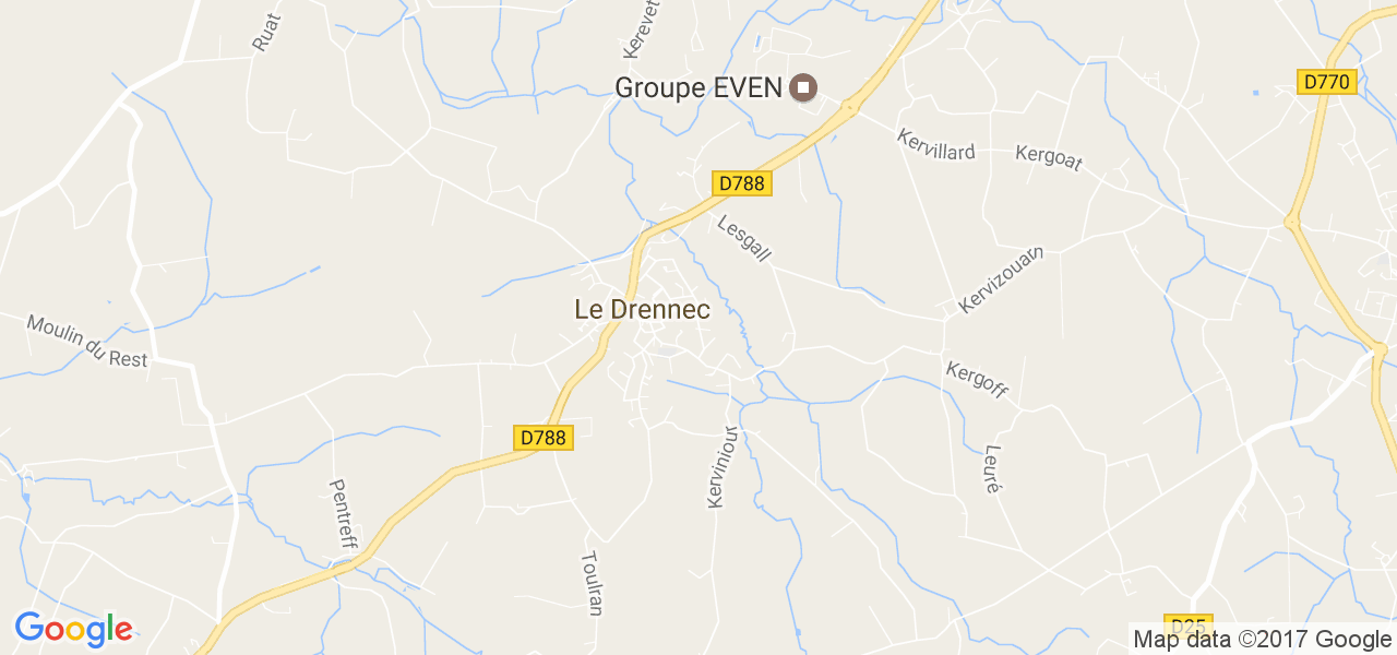 map de la ville de Le Drennec