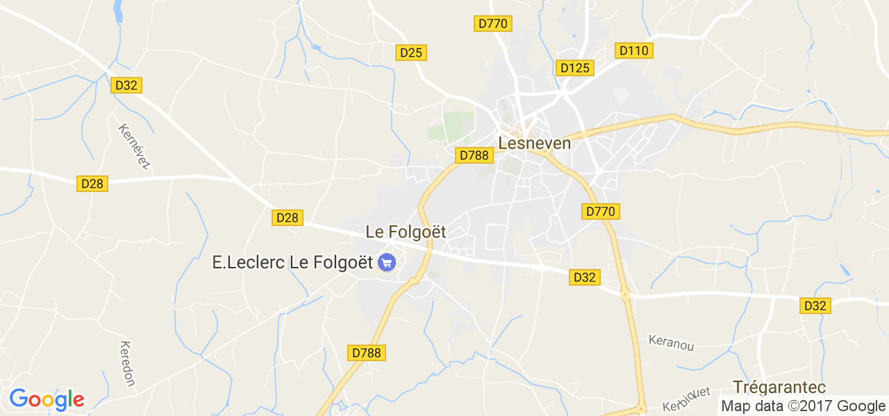 map de la ville de Le Folgoët