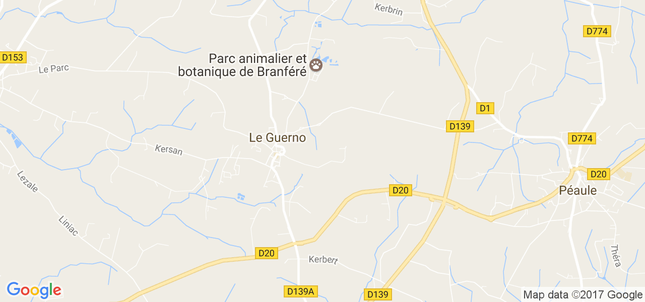 map de la ville de Le Guerno