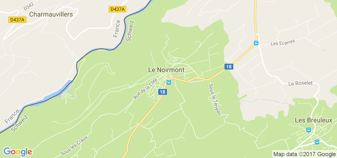 map de la ville de Le Noirmont