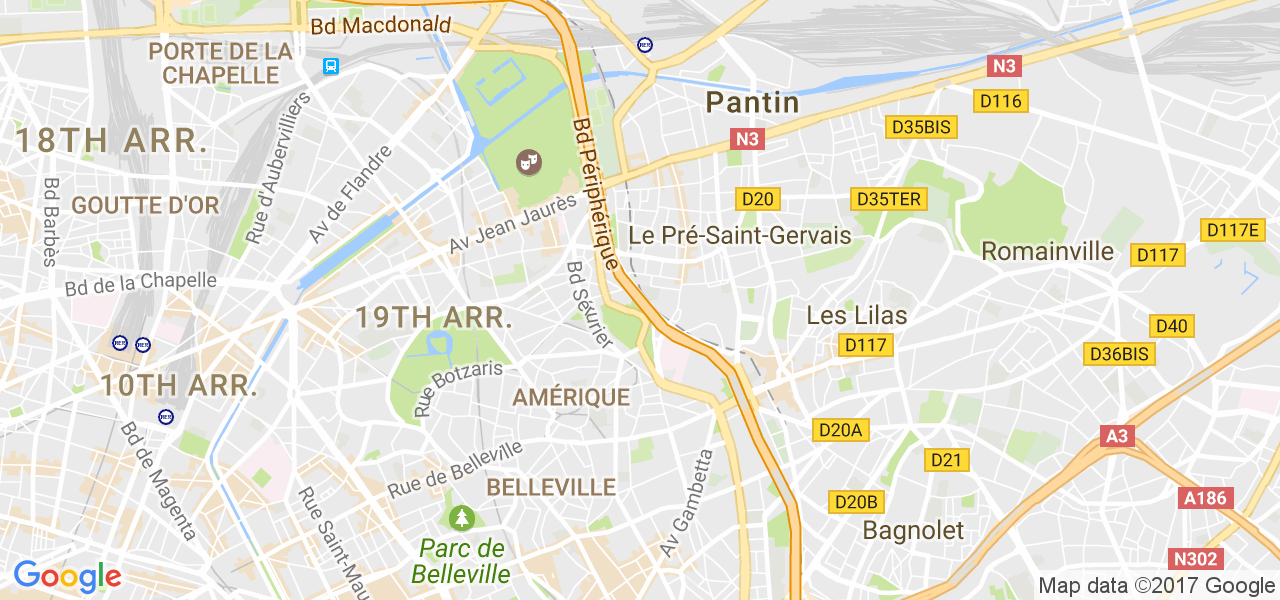 map de la ville de Le Pré-Saint-Gervais