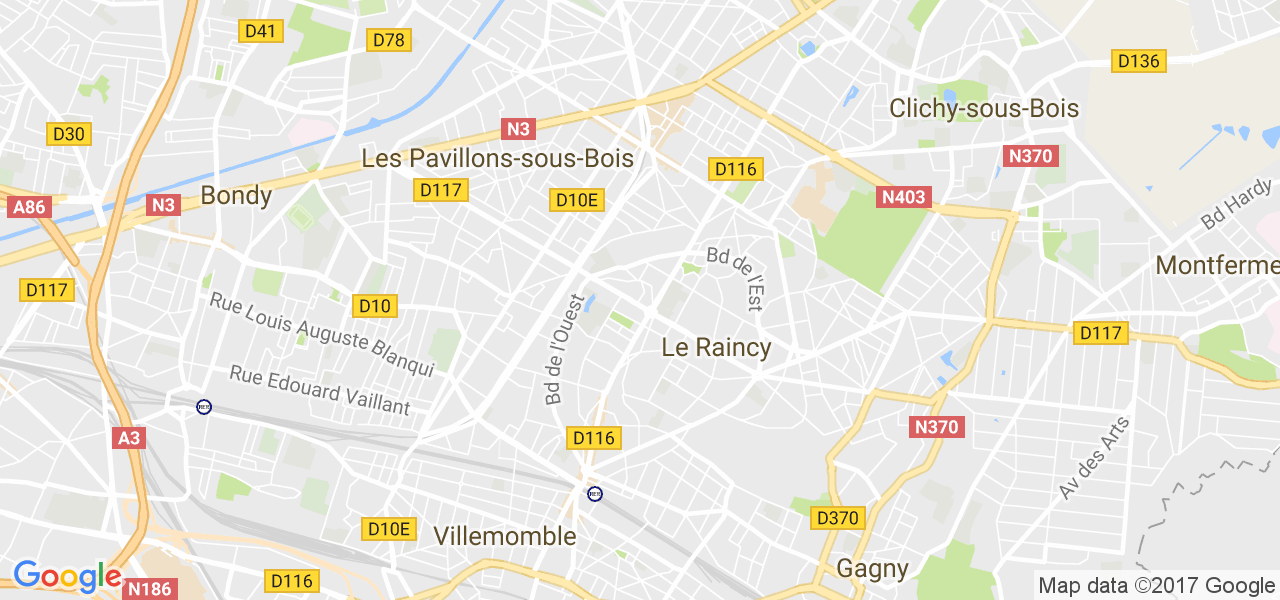 map de la ville de Le Raincy