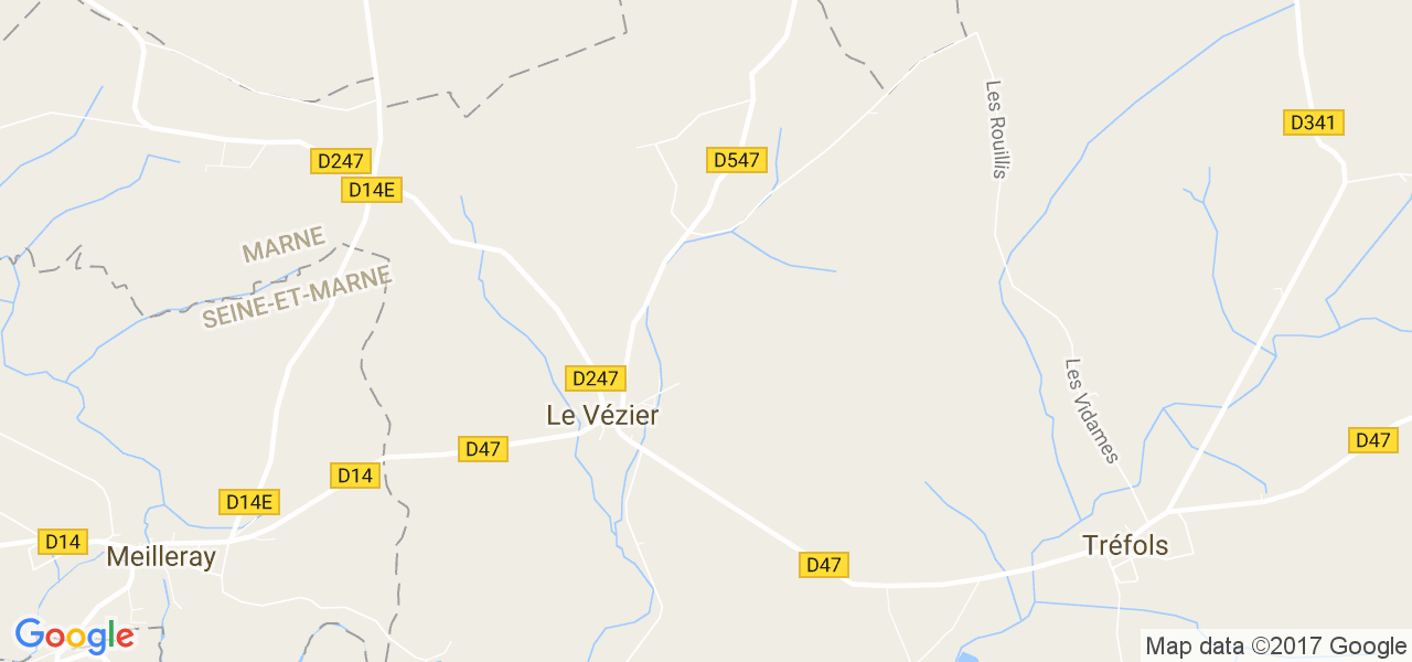 map de la ville de Le Vézier