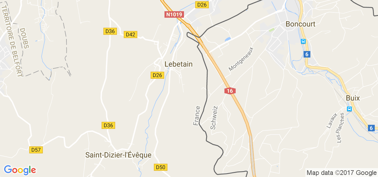 map de la ville de Lebetain