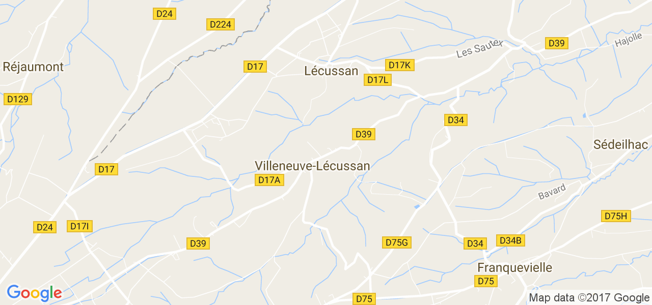 map de la ville de Lécussan