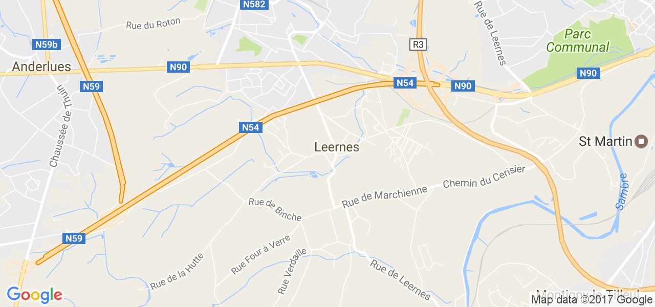 map de la ville de Leernes