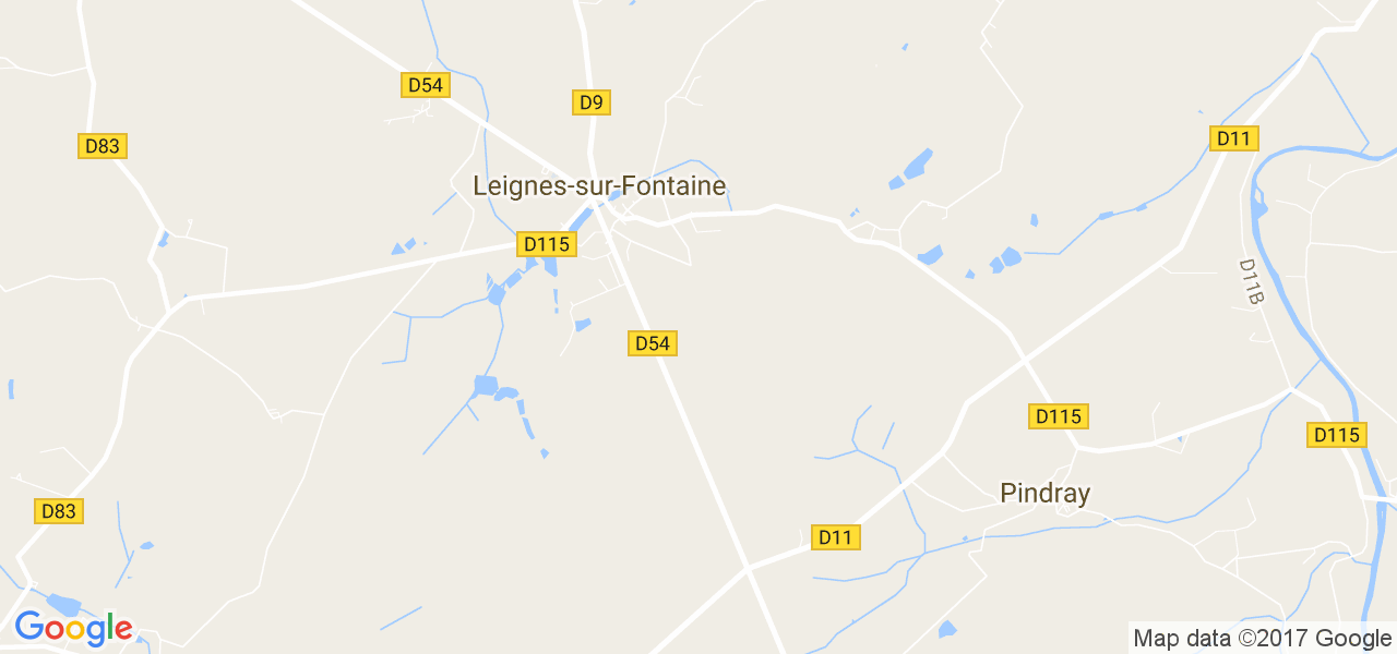 map de la ville de Leignes-sur-Fontaine