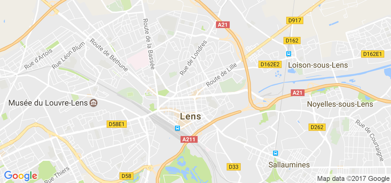 map de la ville de Lens