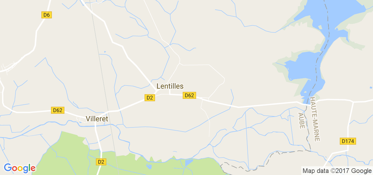 map de la ville de Lentilles