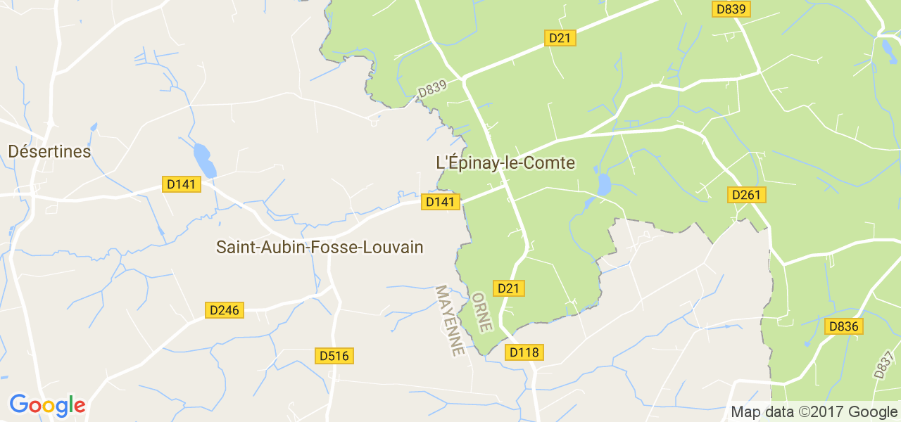 map de la ville de L'Épinay-le-Comte