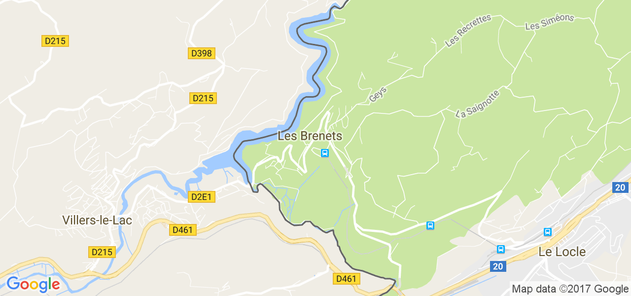 map de la ville de Les Brenets