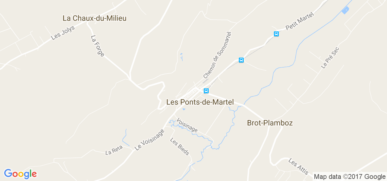 map de la ville de Les Ponts-de-Martel