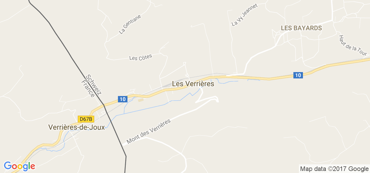 map de la ville de Les Verrières