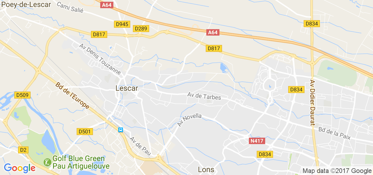 map de la ville de Lescar