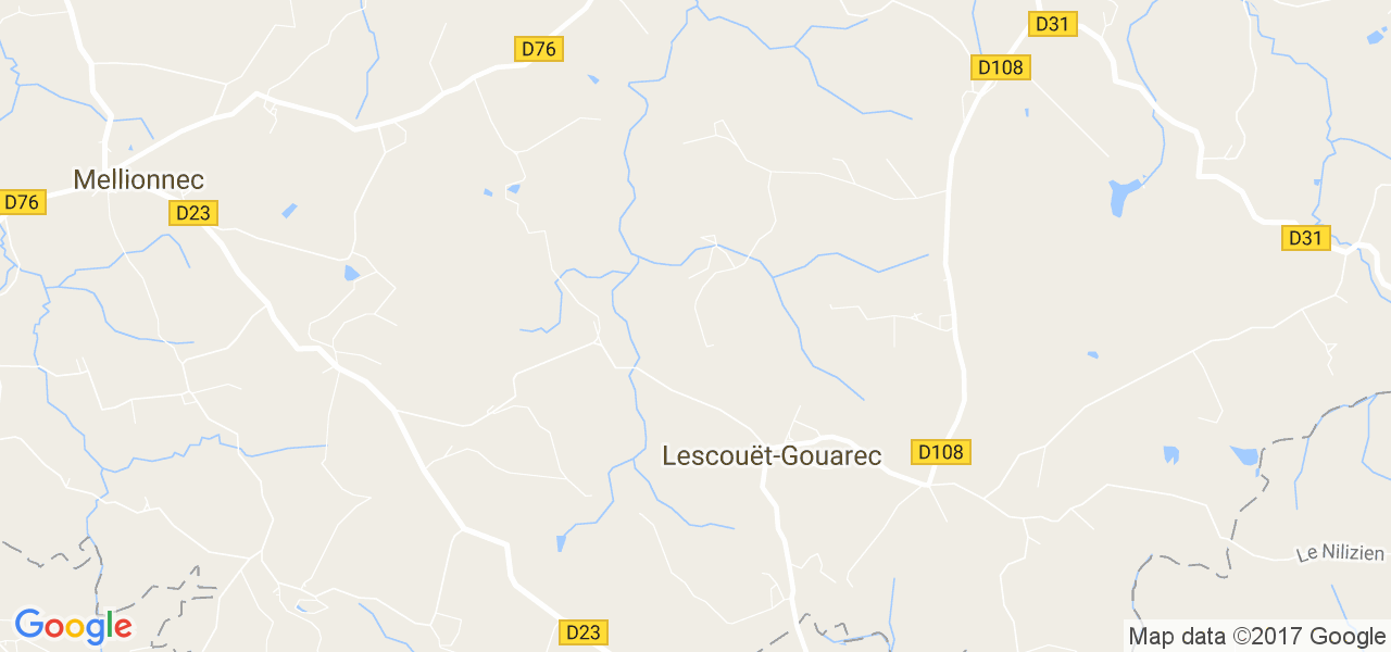 map de la ville de Lescouët-Gouarec