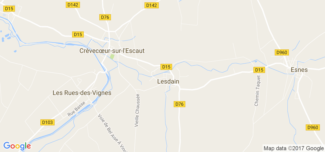 map de la ville de Lesdain