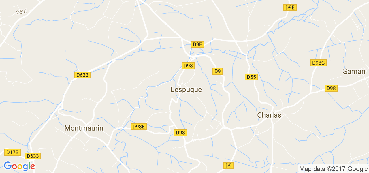 map de la ville de Lespugue