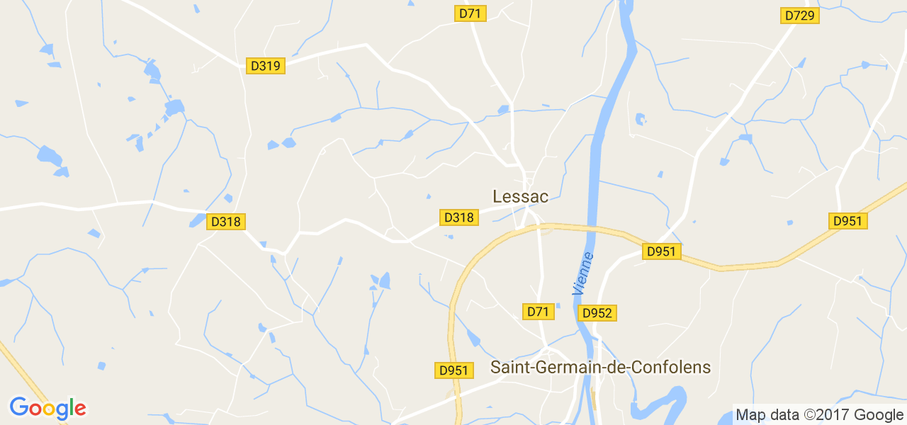 map de la ville de Lessac