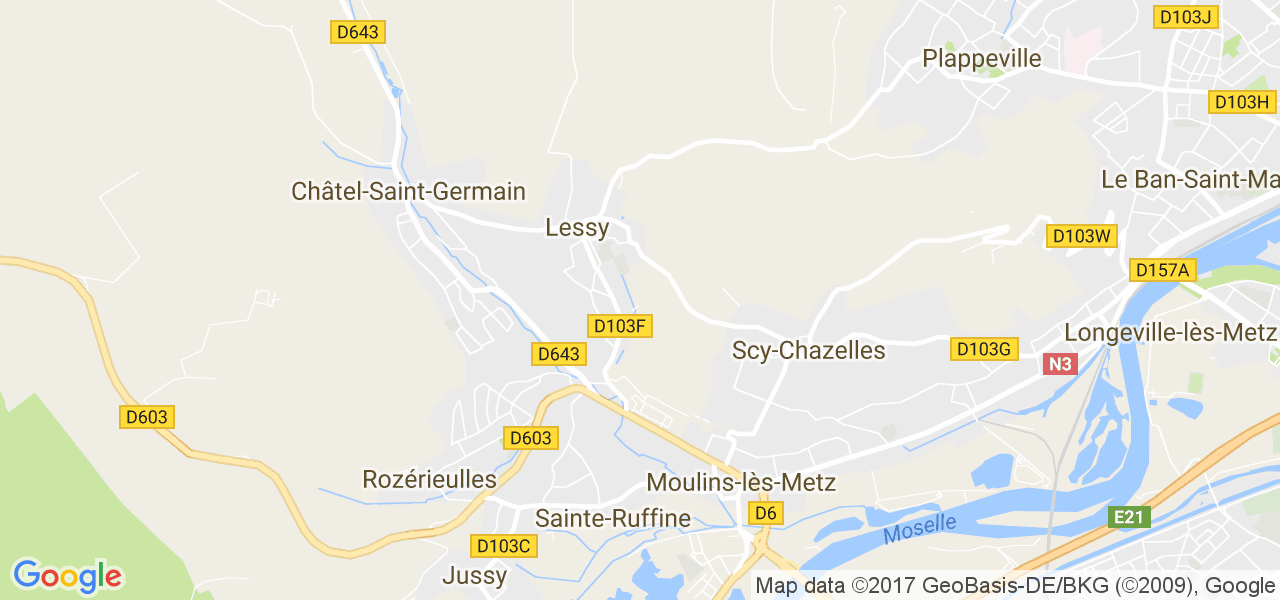 map de la ville de Lessy