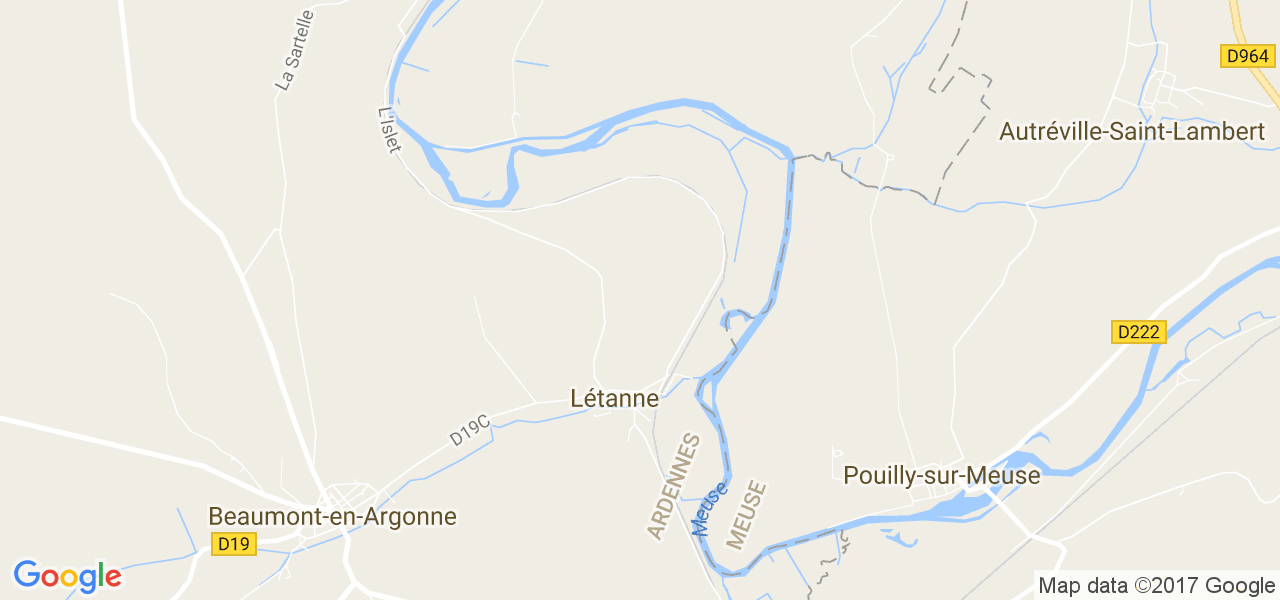 map de la ville de Létanne