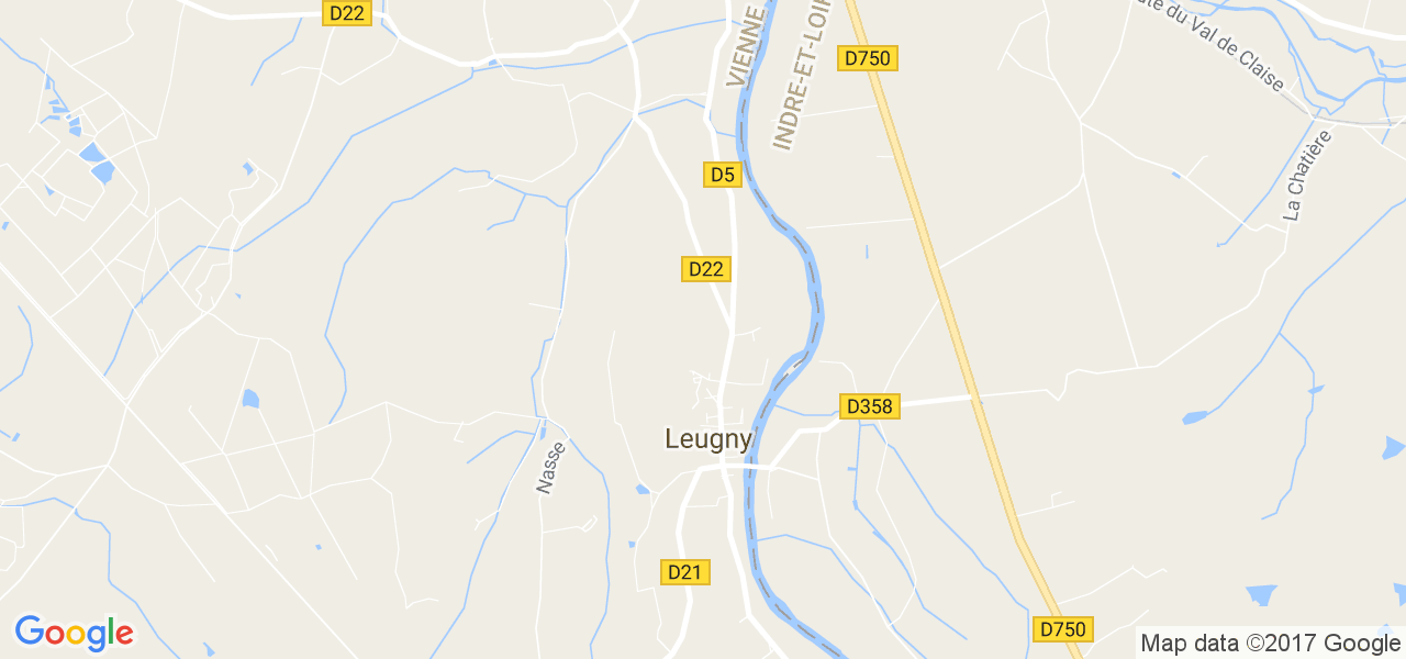 map de la ville de Leugny