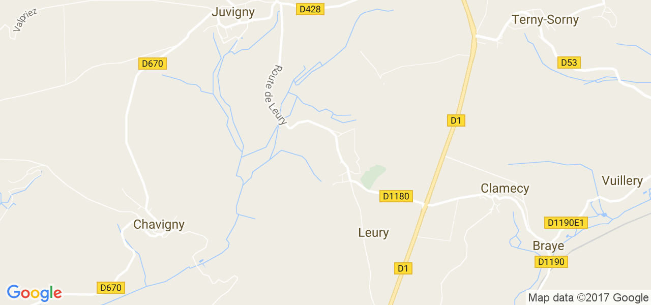 map de la ville de Leury