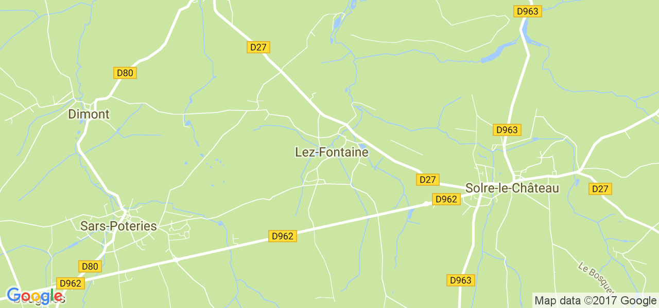 map de la ville de Lez-Fontaine