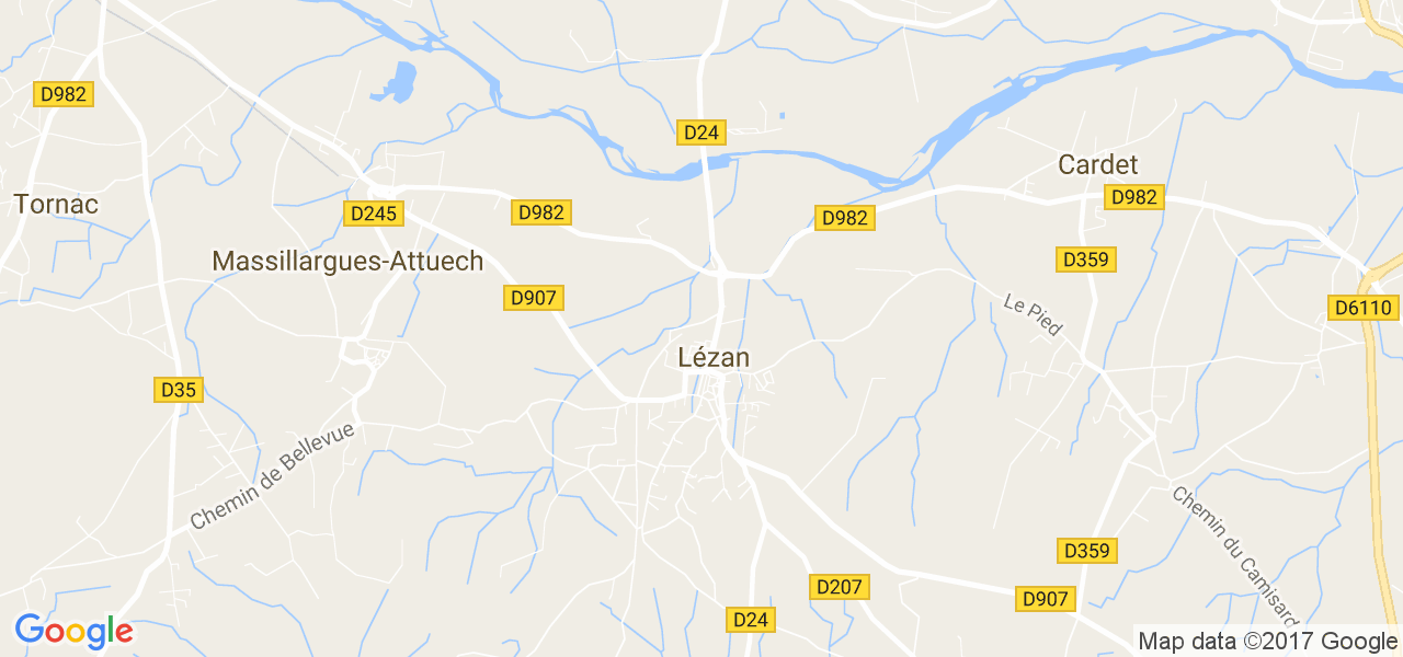 map de la ville de Lézan