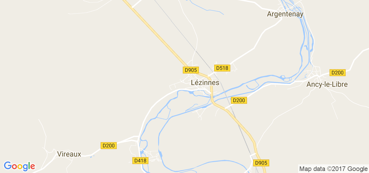 map de la ville de Lézinnes