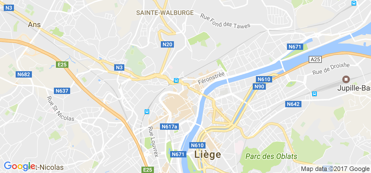 map de la ville de Liège