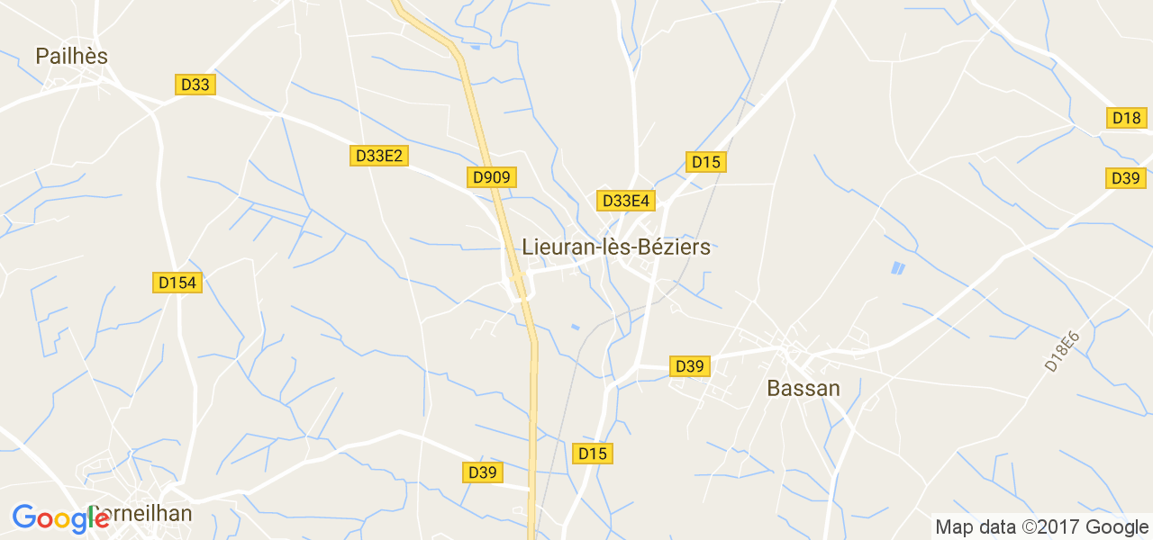 map de la ville de Lieuran-lès-Béziers