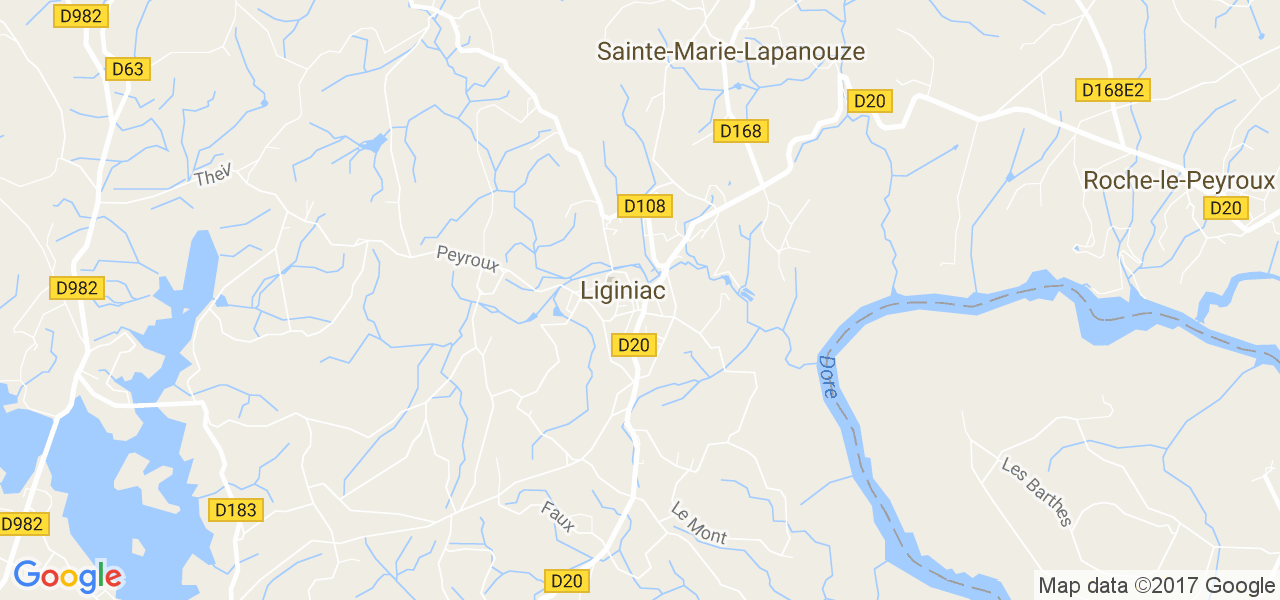 map de la ville de Liginiac