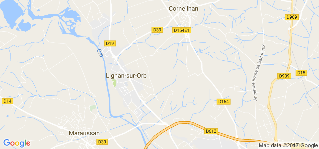 map de la ville de Lignan-sur-Orb