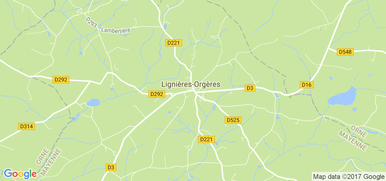 map de la ville de Lignières-Orgères