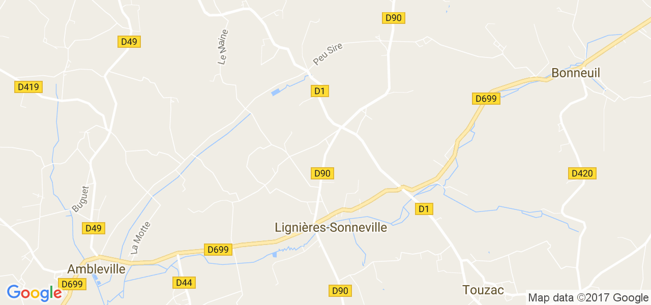 map de la ville de Lignières-Sonneville