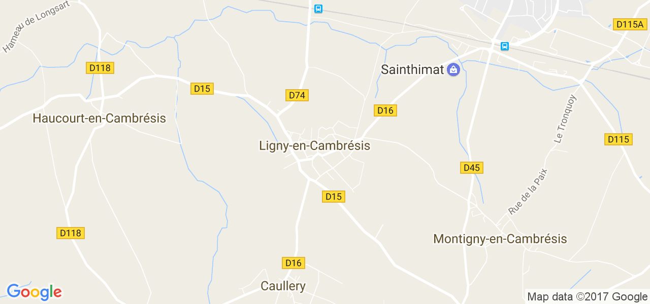 map de la ville de Ligny-en-Cambrésis