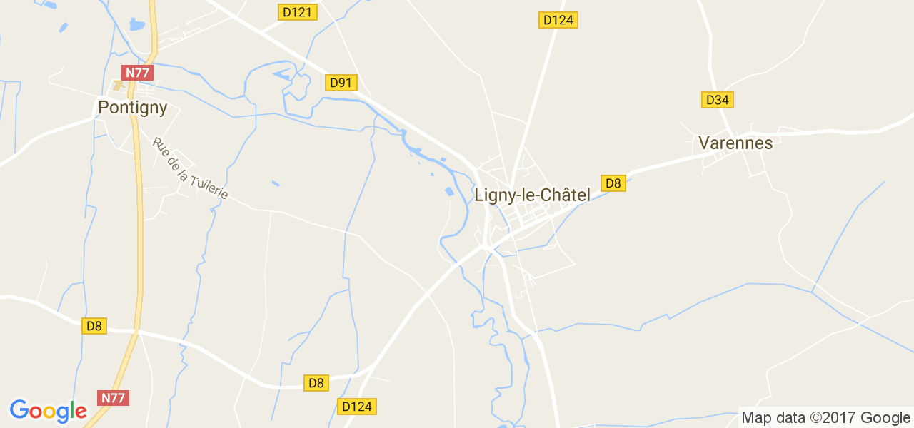 map de la ville de Ligny-le-Châtel